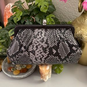 NWT Patricia Nash Italian Python Leather Collection Ealing Frame bag Smoke FINAL